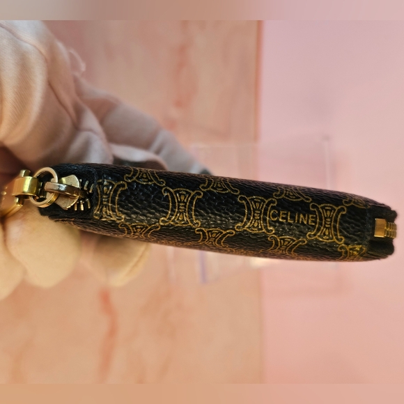 CELINE Vintage Macadam Coin Case Wallet Leather Black Brown - Picture 6 of 16